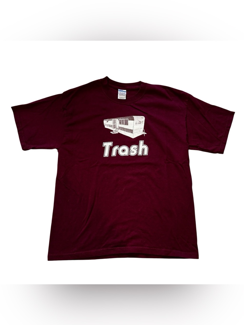 Vintage 90s Y2K Streetwear Mens Large Trailer Trash Skateboarding T-Shirt Maroon